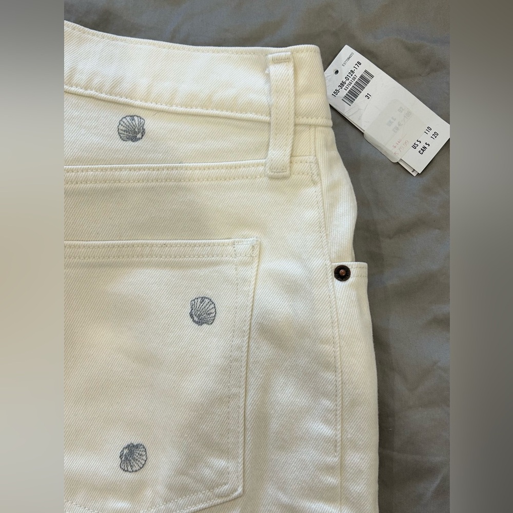Abercrombie & Fitch White Embroidered Straight Leg Jeans - Picture 2 of 4